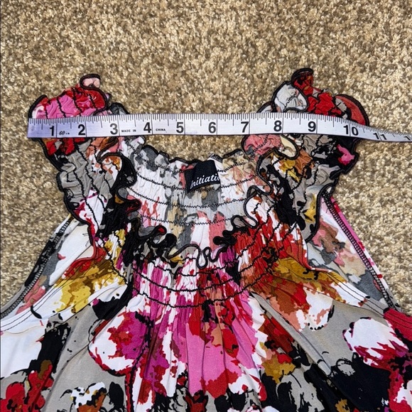 Initiatives Blouse Floral Ruffle Shirred Neck Sleeveless Women's Top - Picture 8 of 9